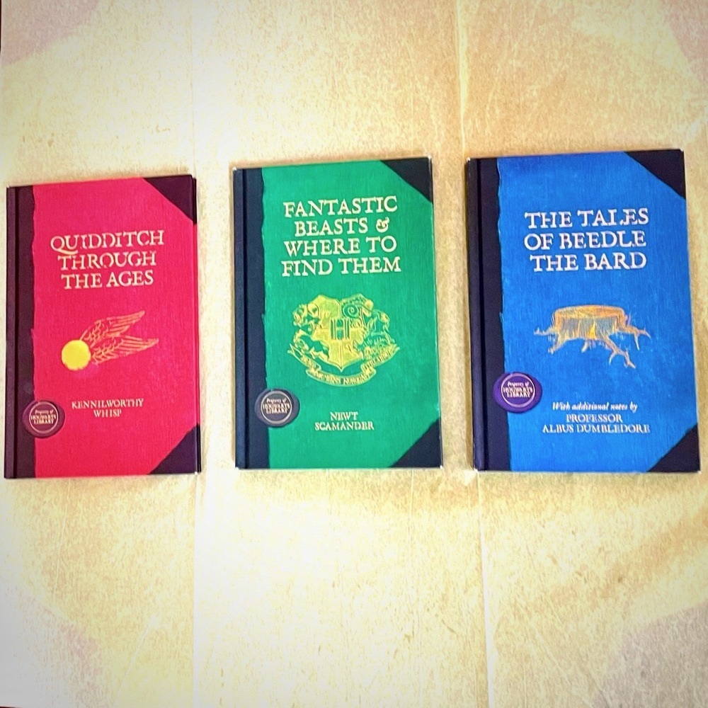 Hogwarts Library J.K. Rowling Harry Potter Decorative Red Gold Fiction Book Set